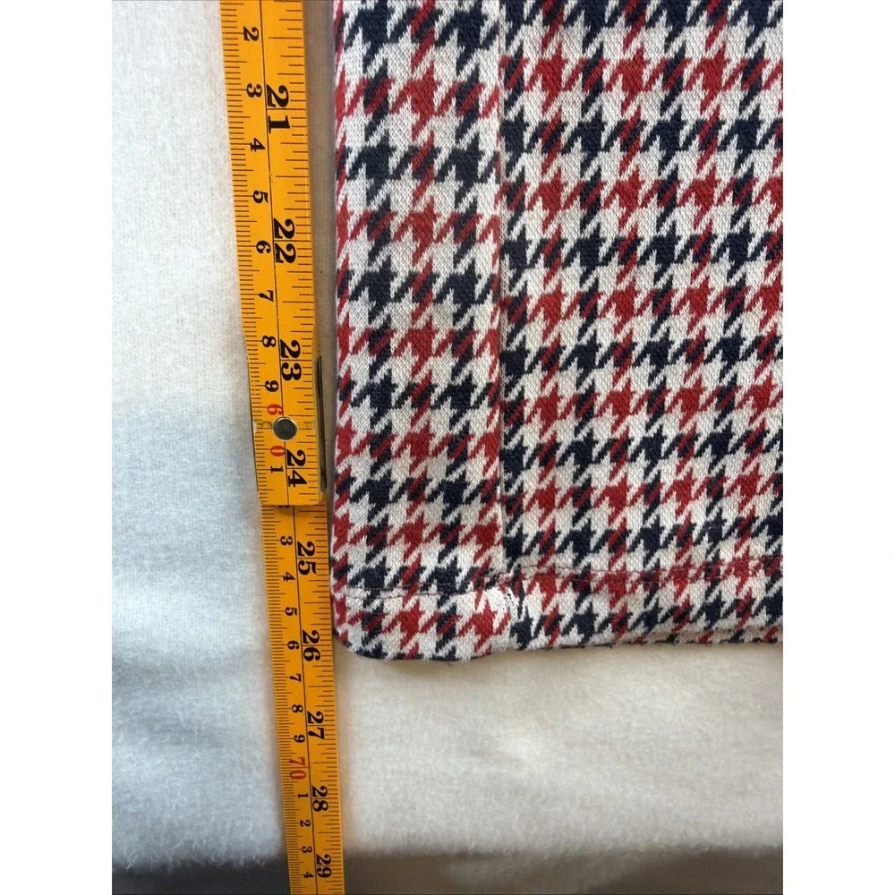 Free People Womens Flare Pants XS Red Black Houndstooth Pull On Stretch